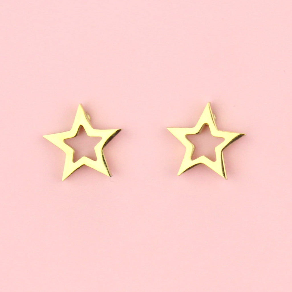 Cut Out Star Stud Earrings (Gold Plated)