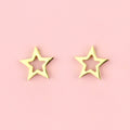 Cut Out Star Stud Earrings (Gold Plated)