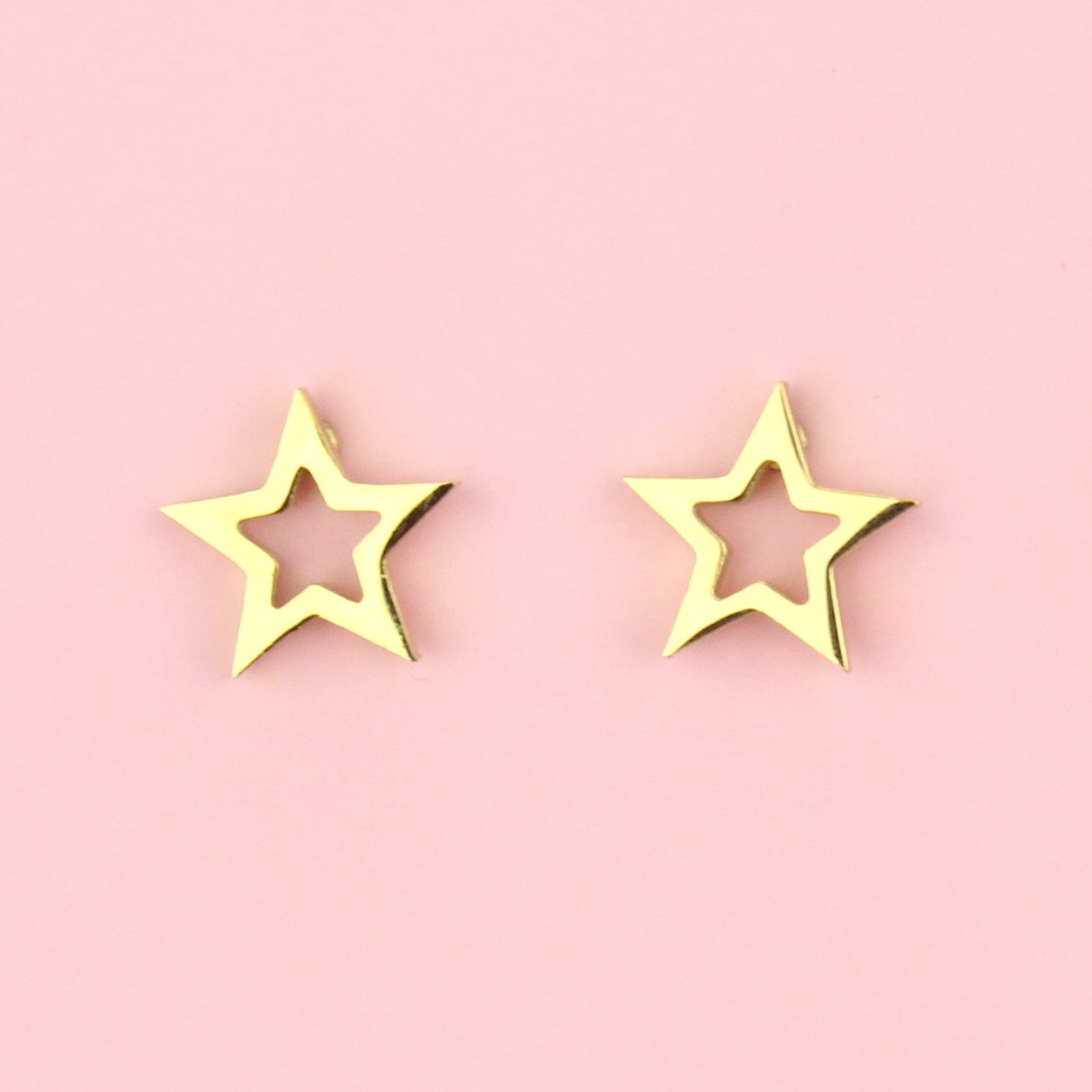 Cut Out Star Stud Earrings (Gold Plated)