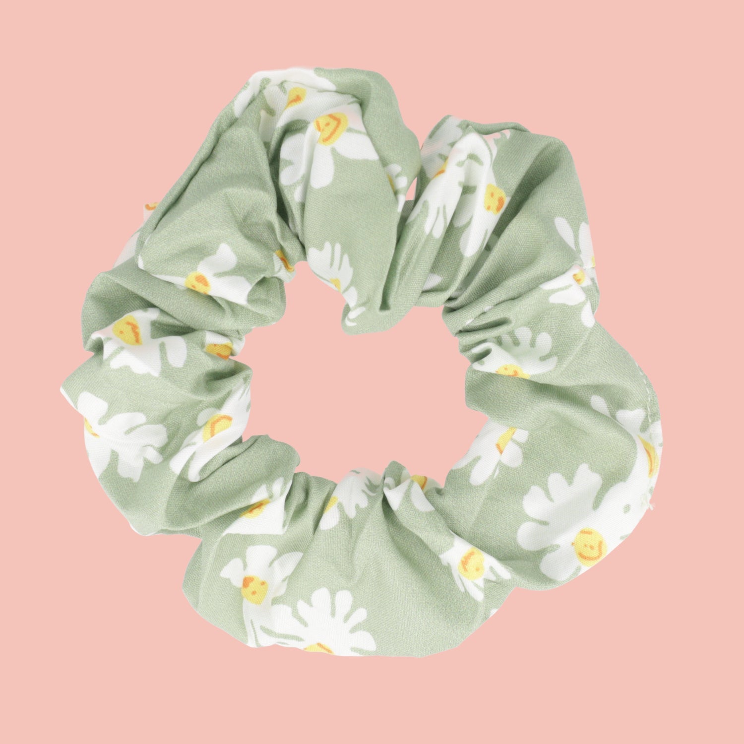 Daisy Print Scrunchie - Green