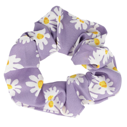 Daisy Print Scrunchie - Purple