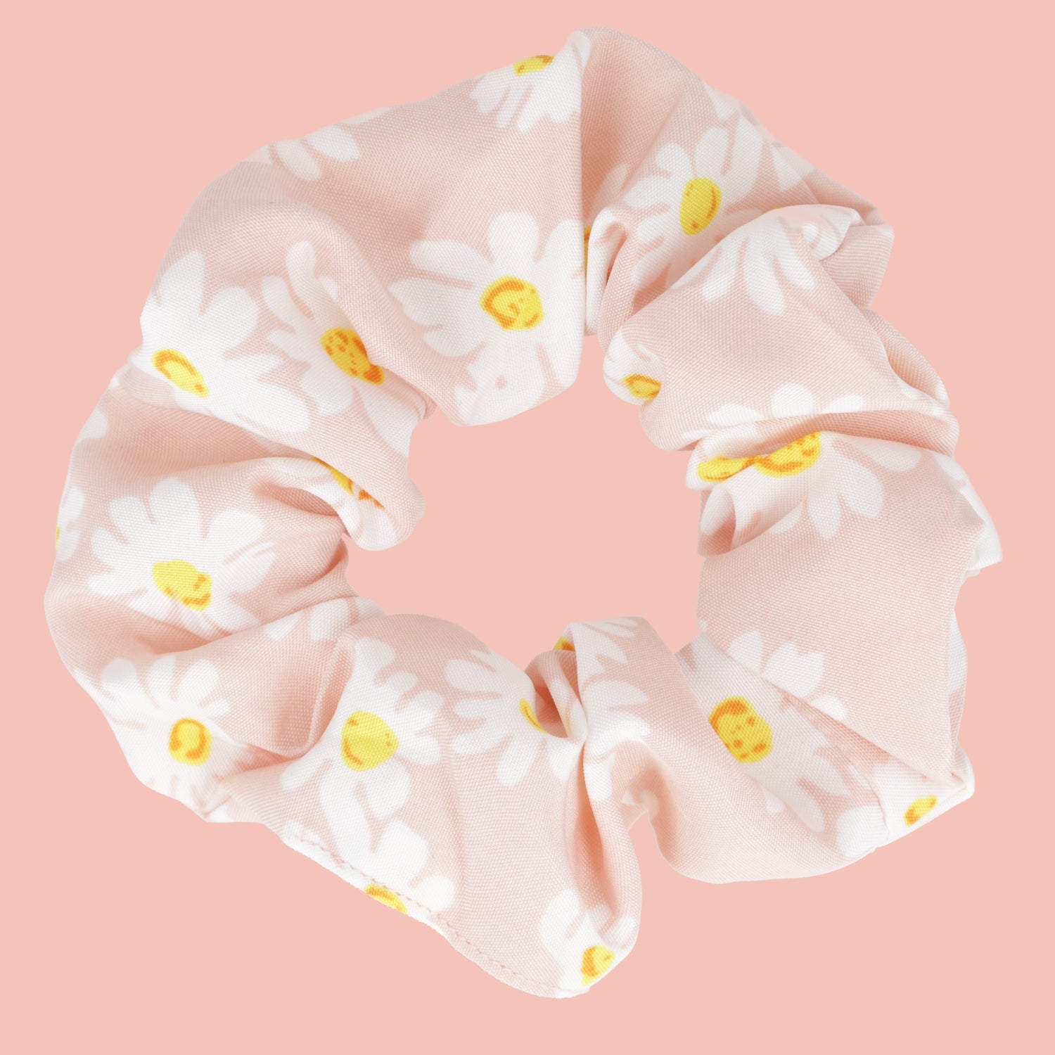 Daisy Print Scrunchie - Pink