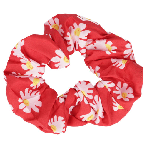 Daisy Print Scrunchie - Red