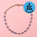 Dark Blue Evil Eye Anklet (Gold Plated)