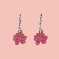 Dark Pink Peony Club Huggie Hoop Earrings