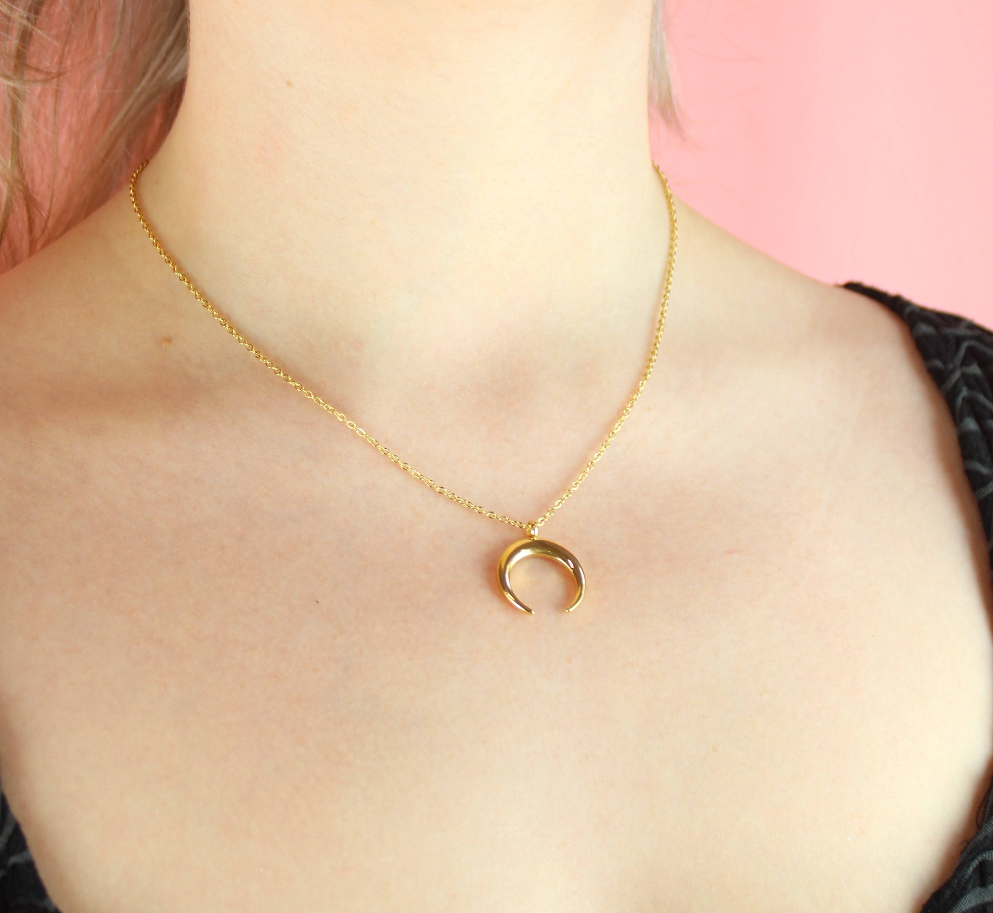 Crescent Moon Necklace (Gold Plated)