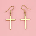 Cross Drop Earrings (Gold Plated)