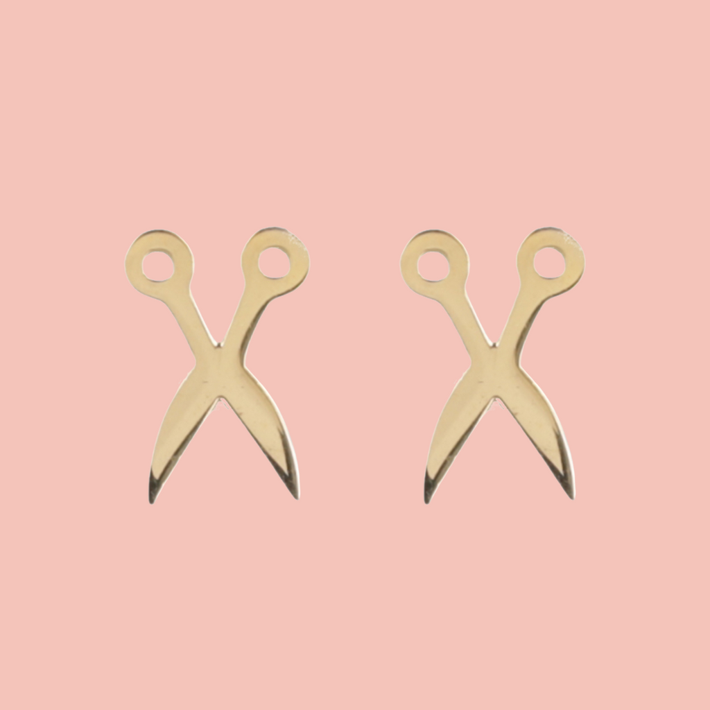 Cut It Out Scissor Stud Earrings - Gold Plated