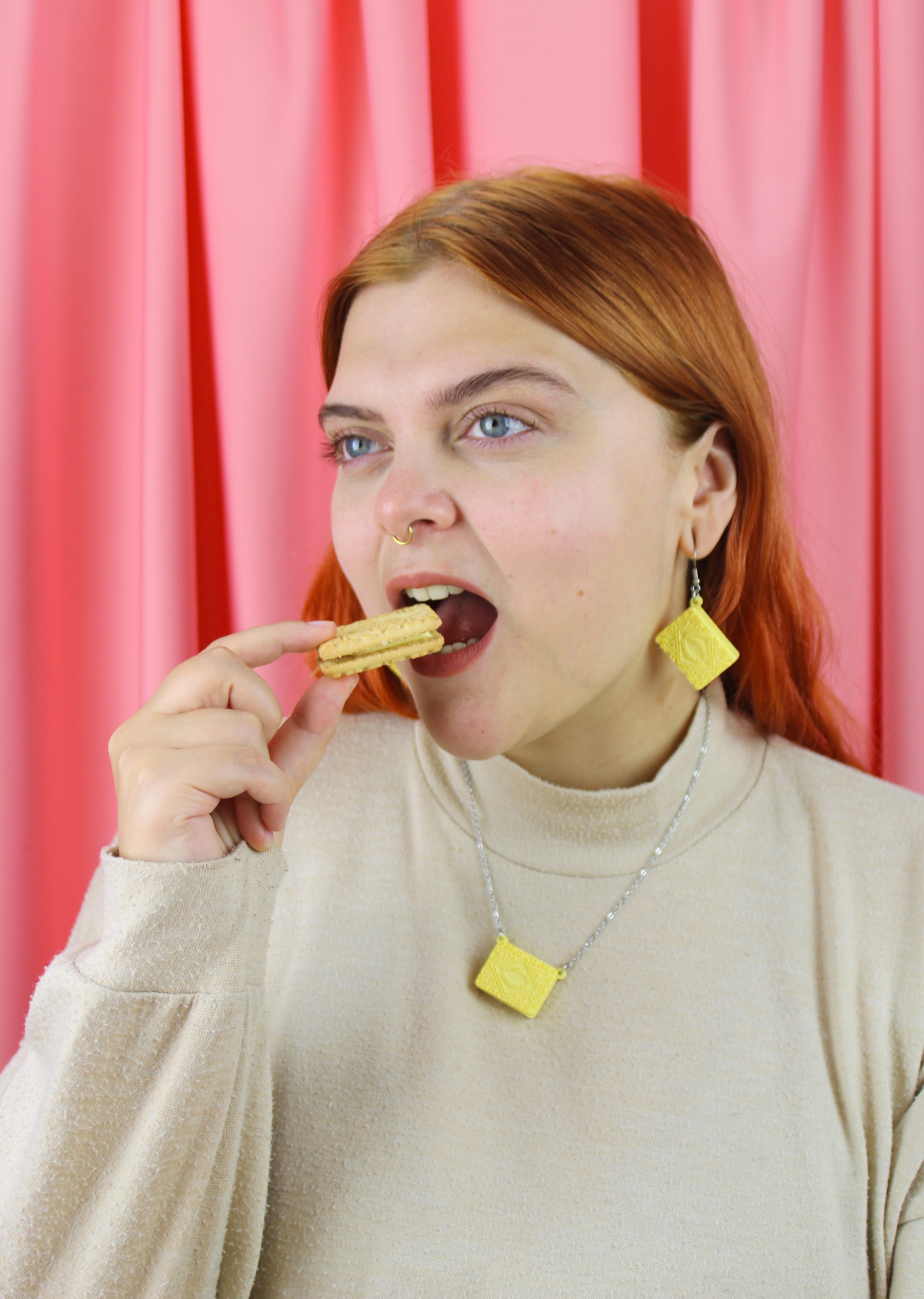 Custard Cream Biscuit Necklace