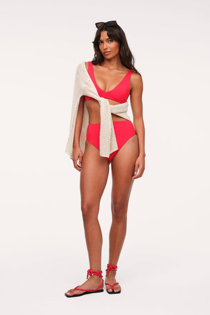 High Waist Bikini Bottom | Smooth Cayenne