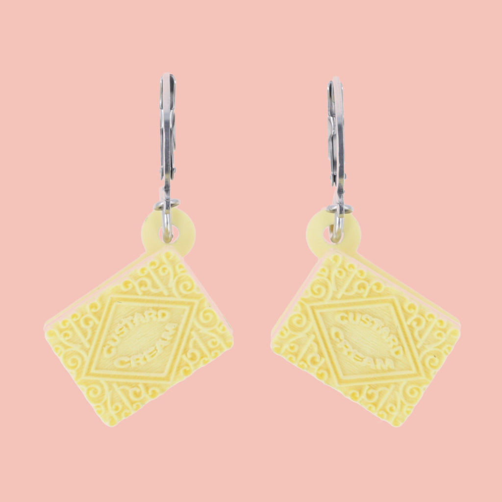 Custard Cream Biscuit Huggie Hoop Earrings