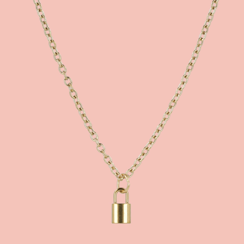 Dainty Padlock Necklace (Gold Plated)