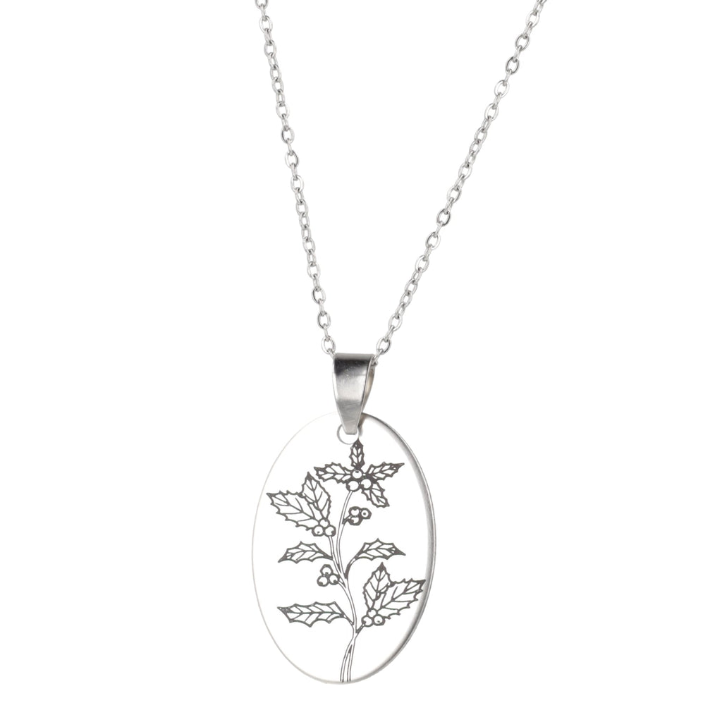 December Birth Flower Necklace - Holly