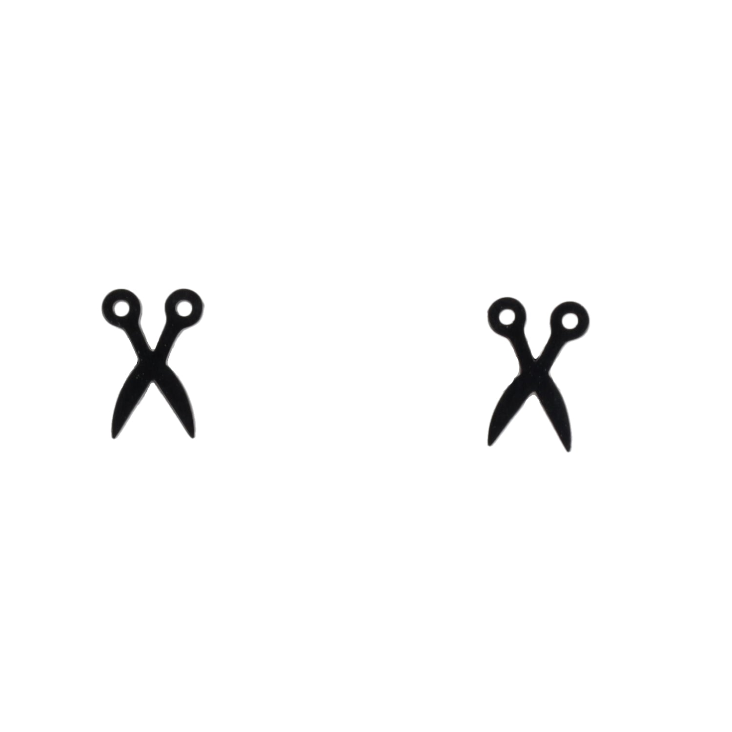 Cut It Out Scissor Stud Earrings - Black